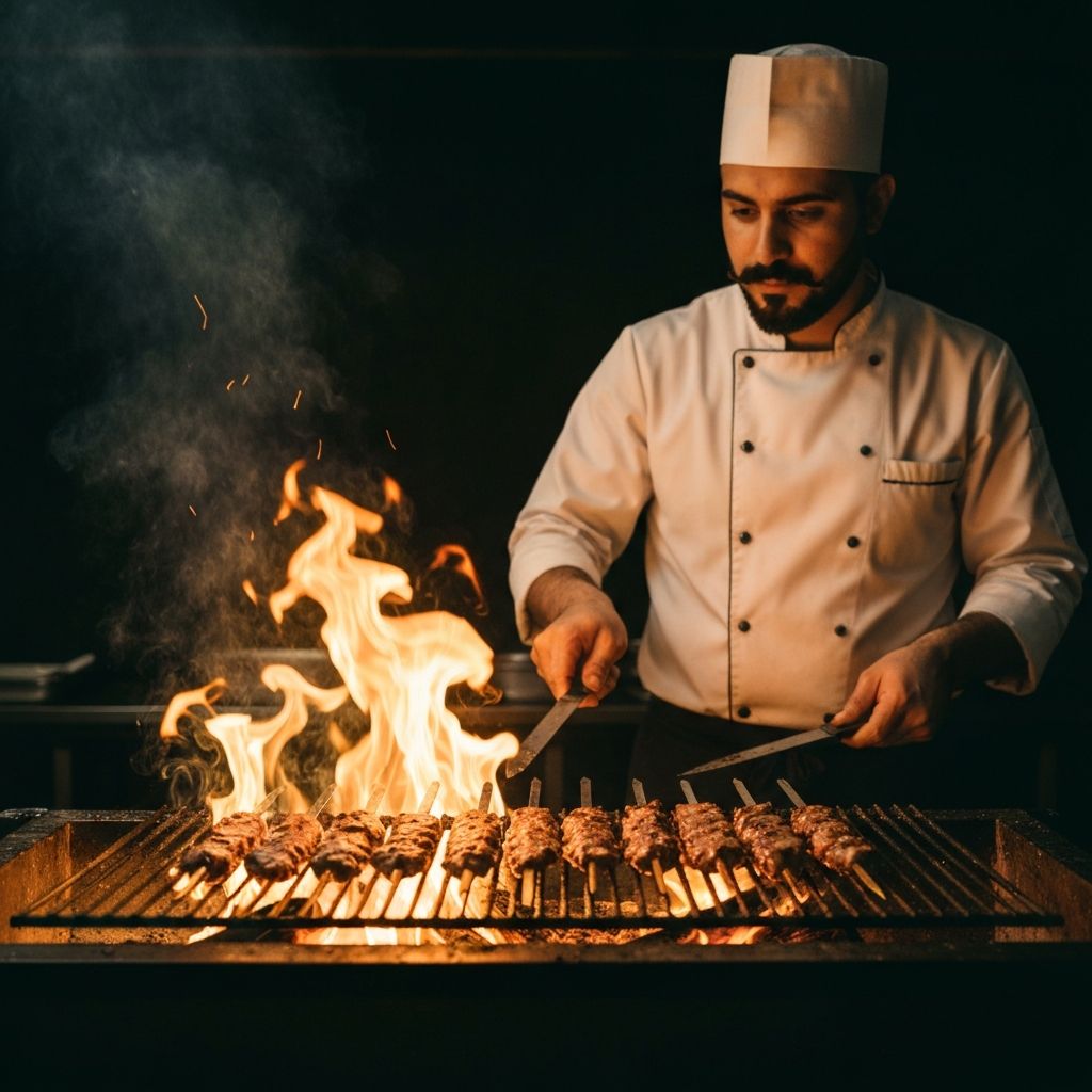 Chef grilling at Zeytouna
